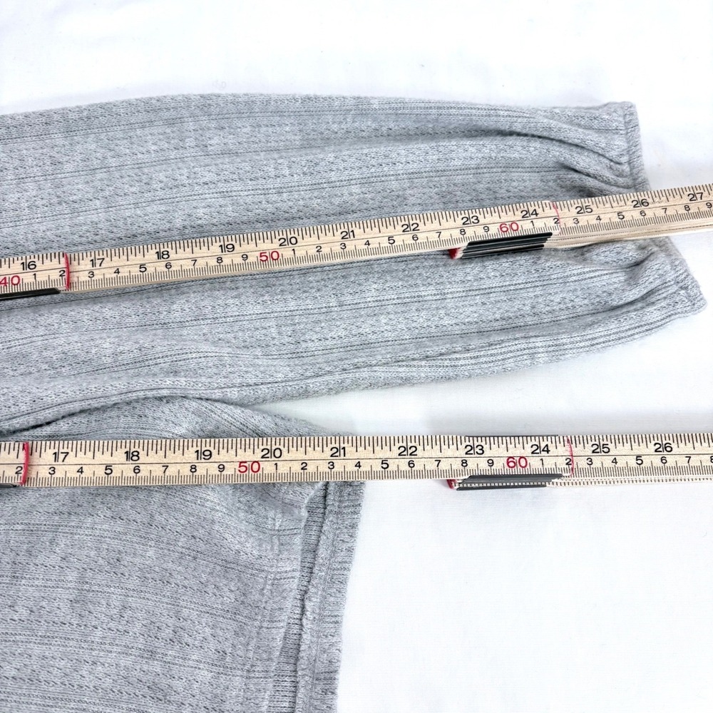 Lucky Brand Gray Ribbed Square Neck Button Front Long Sleeve Cropped Sweater XL - Picture 6 of 8
